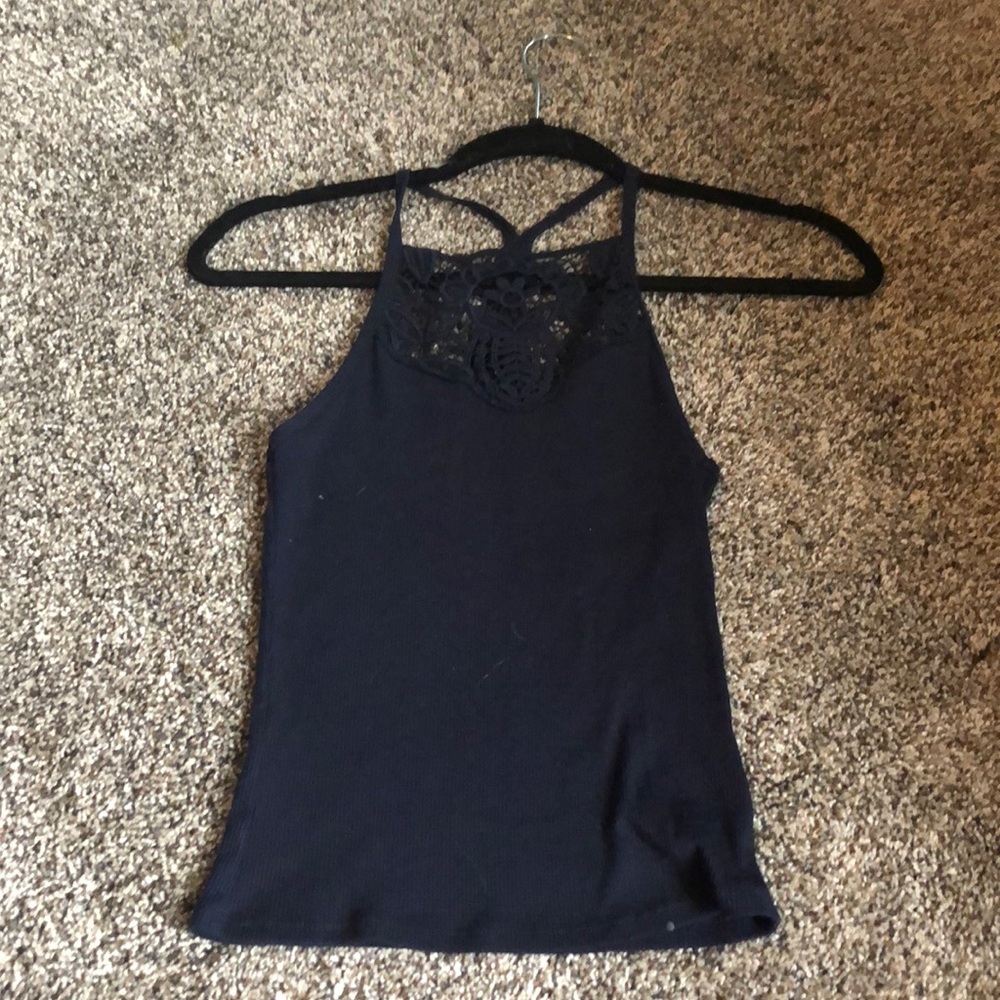 Lace Halter Navy Blue Top.